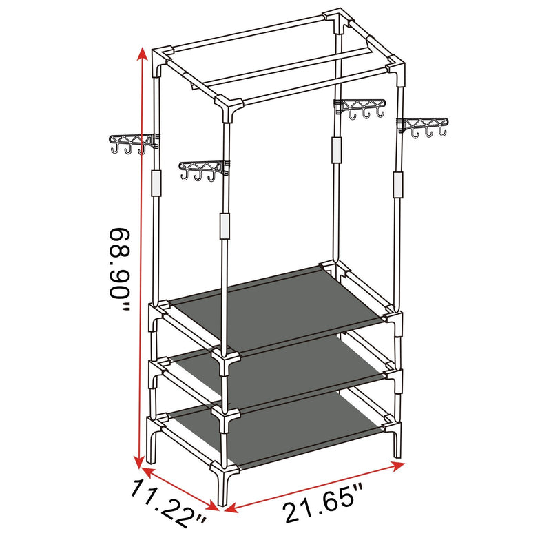 Perchero para ropa con 3 estante y colgador